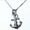 Beautiful Ship Anchor Rhodium Plated Sterling Silver Necklace 18″ 1