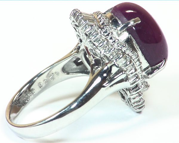 Vintage Ruby and Diamond Cluster Ring in 14kwg  Kranichs Inc